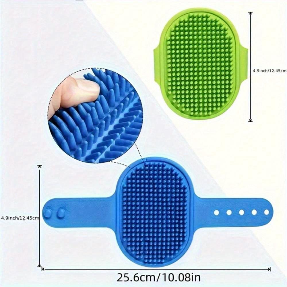 2PCS/1pc Pet Bathing Brush, Cat Massage Brush, Dog Bathing Gloves, Silicone Cleaning Rubber Bathing Comb With Adjustable For Long&Short Haired