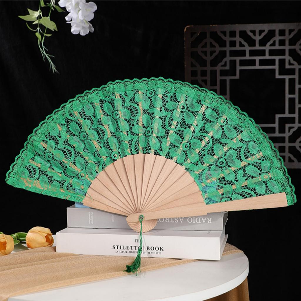 Lace Hand Fan Elegant Lace Folding Fan with Tassel for Women Vintage European Dance Performance Prop Portable Fan Summer
