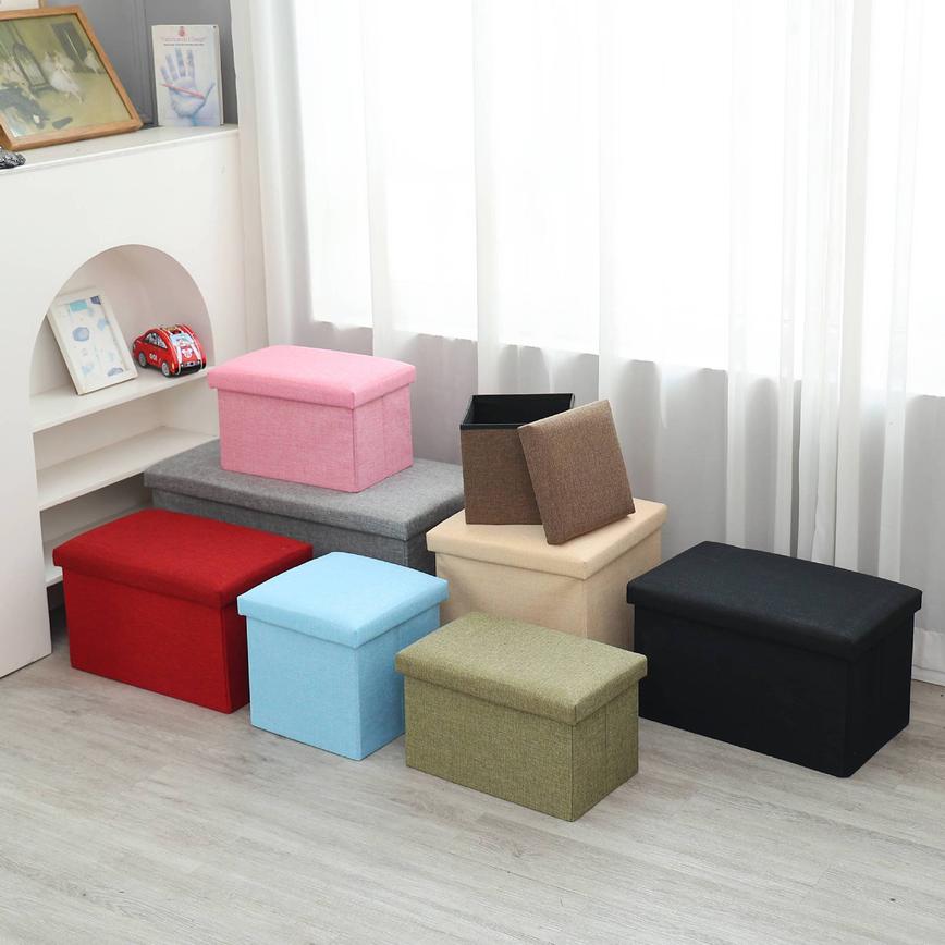 Foldable Storage Ottoman Multifunctional Fabric Storage Bench Strong Load Bearing Stool For Sundries Storage