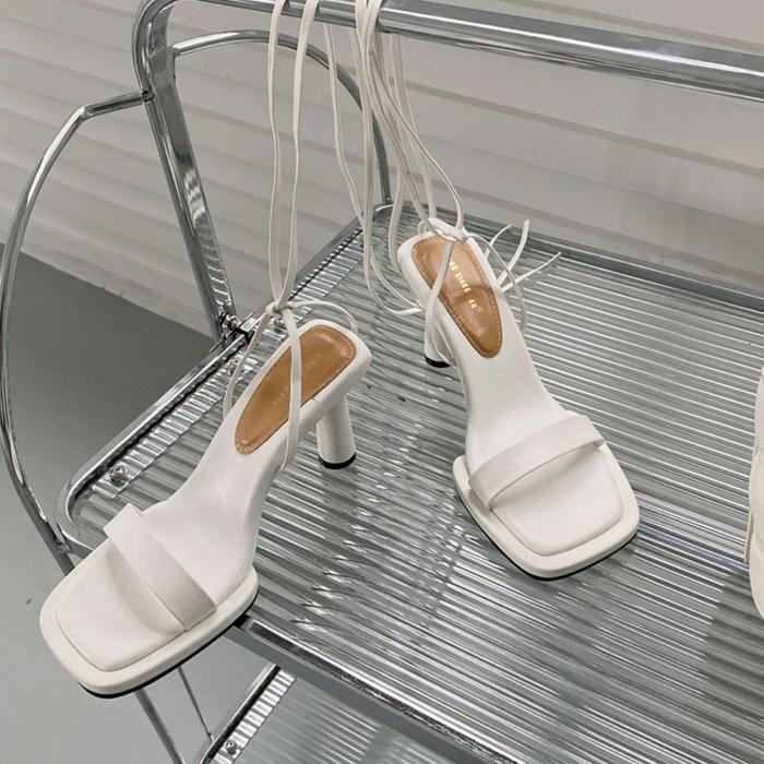 Sandalen High Heels Schuhe mit eckiger Zehenpartie