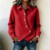 Women's collared button-down design solid-colored wool coat top