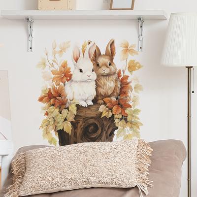 Fun-f64 Cartone animato Coniglio Amanti Foglie Cadenti Camera da Letto Soggiorno Parete Abbellisce Adesivi Murali Decorativi