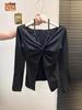 Korean Style Lace Patchwork Faux Two-Piece Long Sleeve T-shirt for Women - Autumn/Winter Spicy Girl Inner Base Layer Top