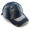 Women's Washed Denim Baseball Cap with Distressed Details, Solid Color, Suitable for Outdoor Activities and Sun Protection
