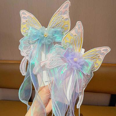  Cute Big Bow Princess Style Girl Woven Hair Strap Hair Clip With Long Tail Headwear Hair Accessories