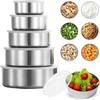 Liroyal 5-Piece Round Stainless Steel Food Storage Container Set with PE Lids. Refrigerator-Safe, Deep Design, Airtight Food Storage Containers, Cookw