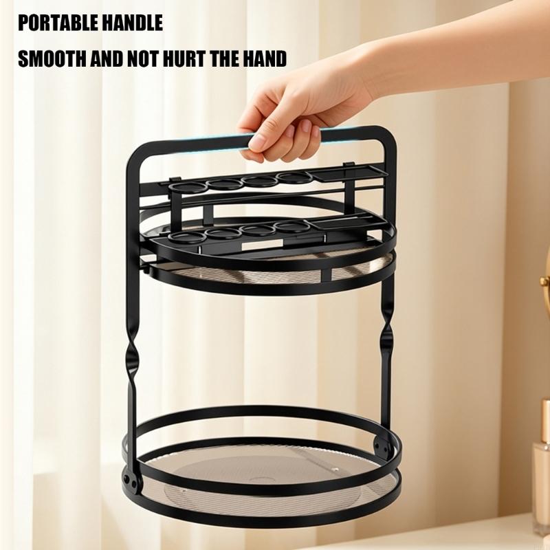 Elegant Moving Dressing Tray With Jewelry Hangers And Open Shelf For Perfumes Creams Makeup