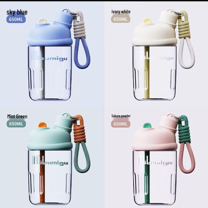 Chating Kids Dual-Drink Portable Straw Water Bottle with Handle
