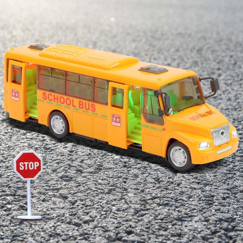 1/32 Model School Bus, Casting Alloy Openable Door Toy Car with Lights Sounds Fuel System Parts for Boy Girl Combustion Engines Parts