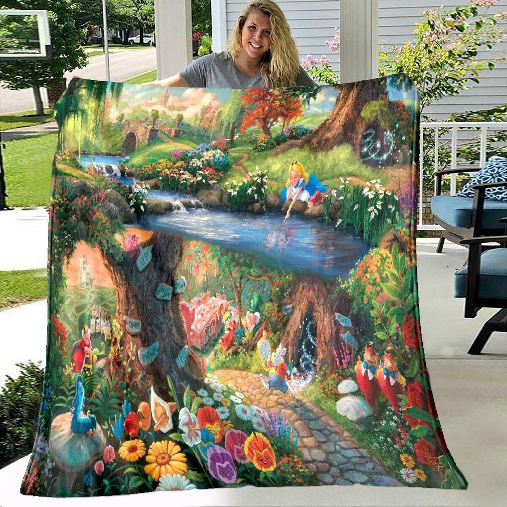 Alice Blanket Alice In Wonderland Blanket Flannel Blanket Bedding Throw Soft Cartoon Bedspread Sofa Blanket Kids Blanket Gift