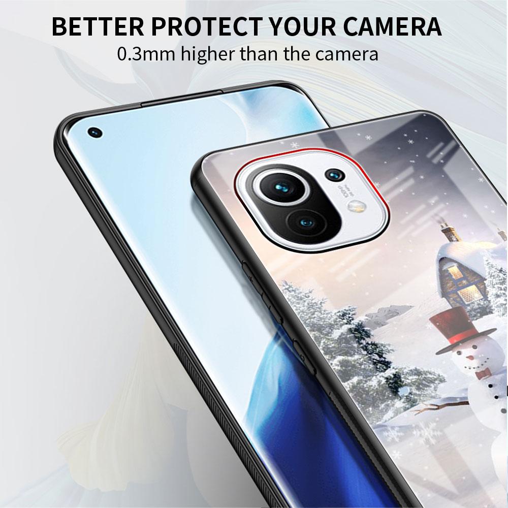Kreslený Sněhulák Vánoční Skleněný Kryt pro Xiaomi Poco X3 NFC 11 Lite 11T F3 M3 Redmi Note 11 10 9 8 Pro 10S 9S 9A 9C Kryt na Telefon