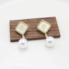 Opal Crystal Square Rhombus Round Imitation Pearl Drop Earring for Women New Simple Geometry Zircon Girlfriend Gift