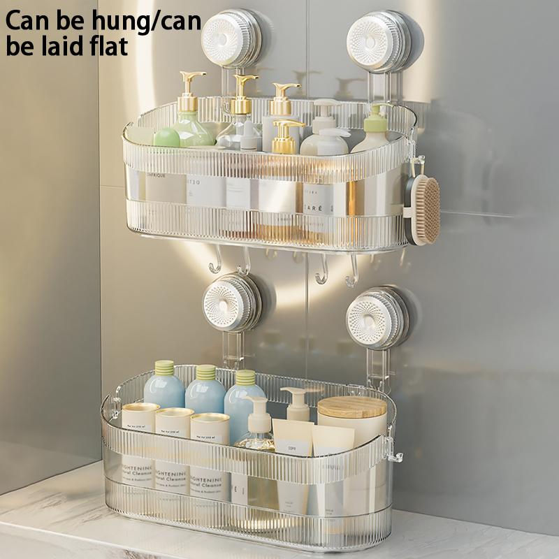 1PC Suction Cup Washbasin Storage Rack Self-Adhesive Bathroom Organizer No Drilling Required Punch-Free Installation