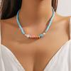 Color Blocked Bead Collarbone Chain Ocean Design Ceramic Necklace Small Fish Bohemian Necklace for Women