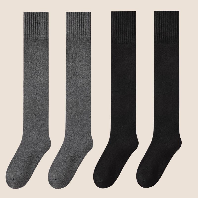 Winter Warm Over-knee High Socks Women Plush Home Sleep Floor Long Socking Jk Solid Soft Thigh Stocking Fluffy Socks 1/2 Pairs