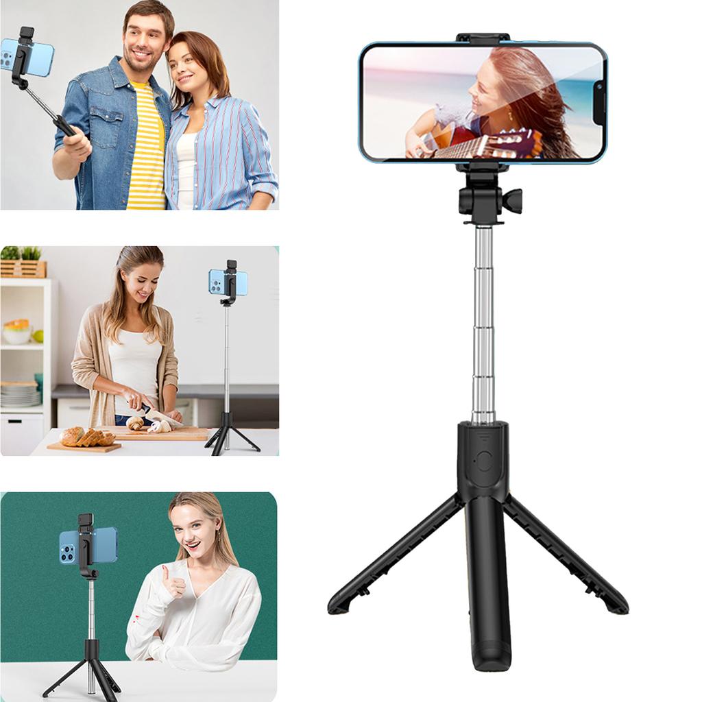 Live Video Tripod Selfie Stick Stainless Steel Telescopic Folding Portable Selfie Rod with Remote Control