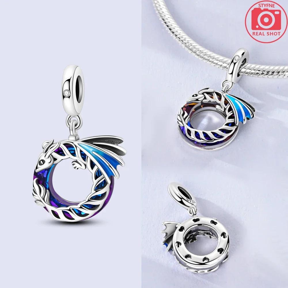 

925 Silver Certified Delicate Fish Pelycosaur Blue Koi Beads Fit Charms Bracelet Diy Jewelry