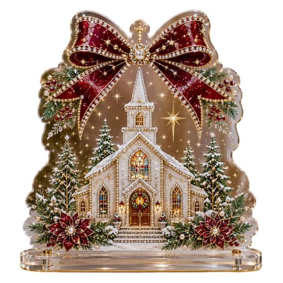 Indoor Winter Holiday Decorations Christmas Faux Diamond Painting Tabletop Ornaments, Beginner-Friendly DIY Acrylic Rhinestone Art Decor Craft