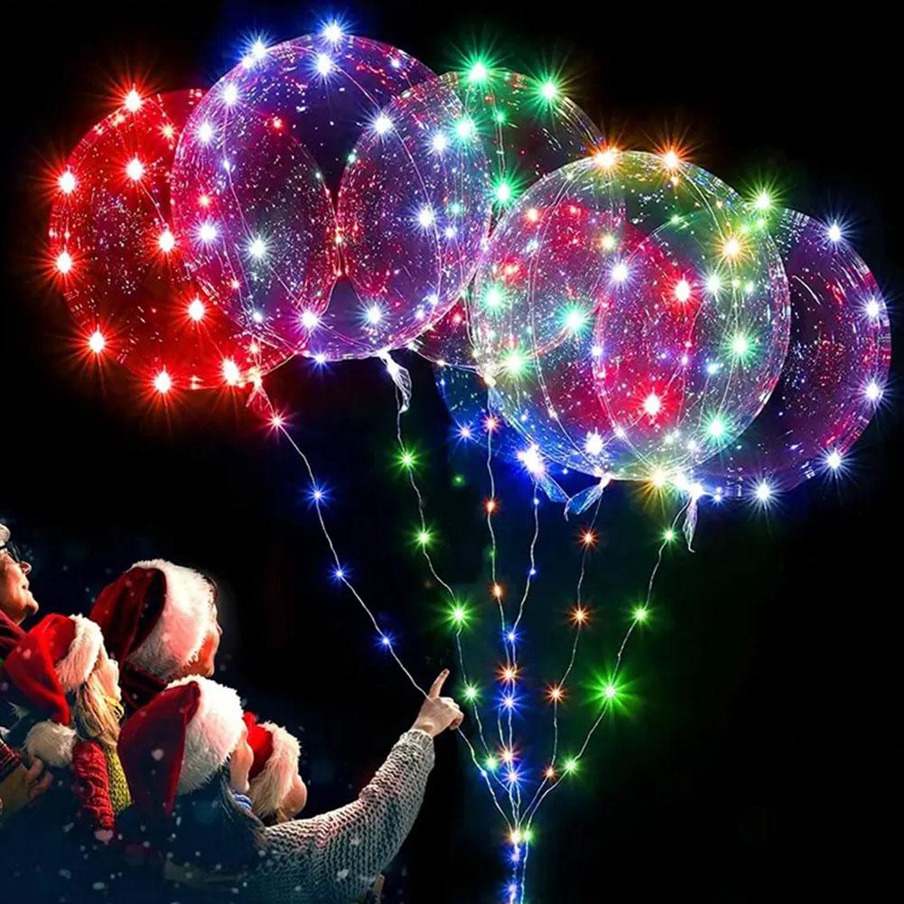 LED Light Up Bobo Balloons Transparent Balloons with 3M String Lights Bubble Ballon Christmas Valentine's Day LED Balloons