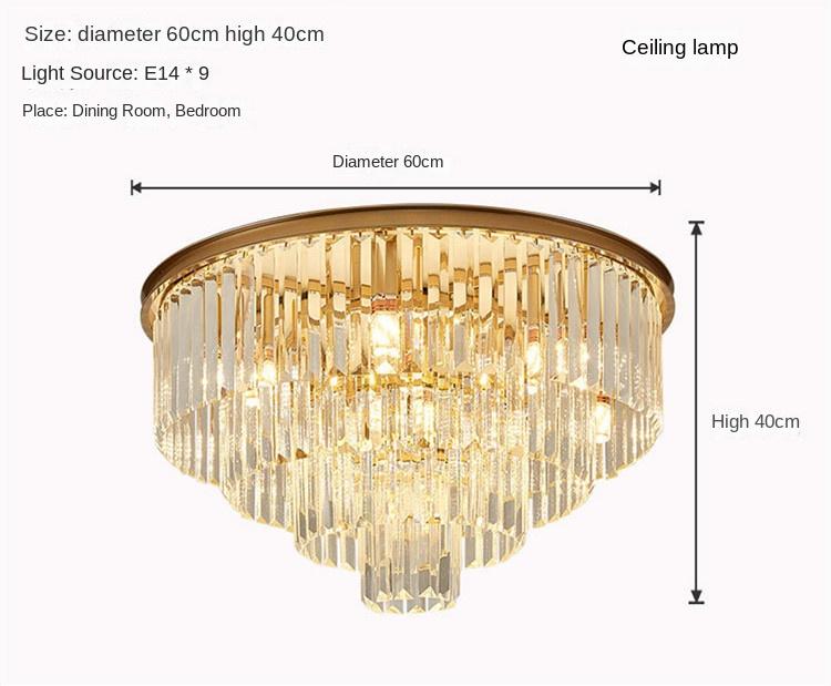 Modern Living Room Crystal Chandelier Bedroom Crystal Chandeliers Ceiling Light Round Crystal Dining Room Lamp D60cm 23.62in E14