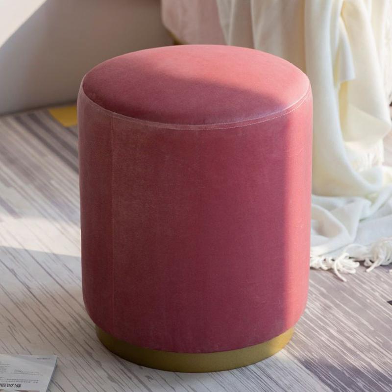Nordic Stool Luxury Modern Living Room Furniture Ottoman Portable Soft Round Design Stool 1-person Interior Removable Ottoman