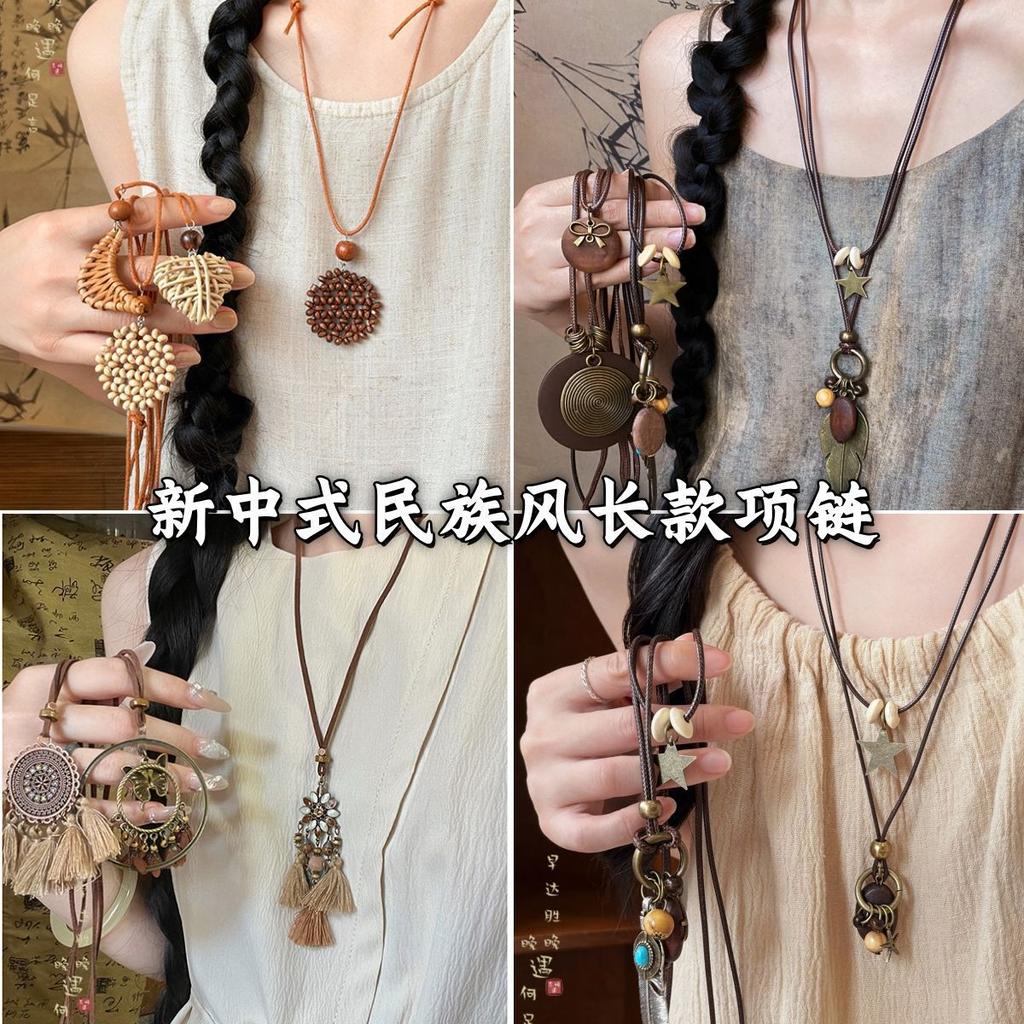 Bohemian flower pendant necklace niche retro versatile collarbone chain fashion temperament high-end jewelry