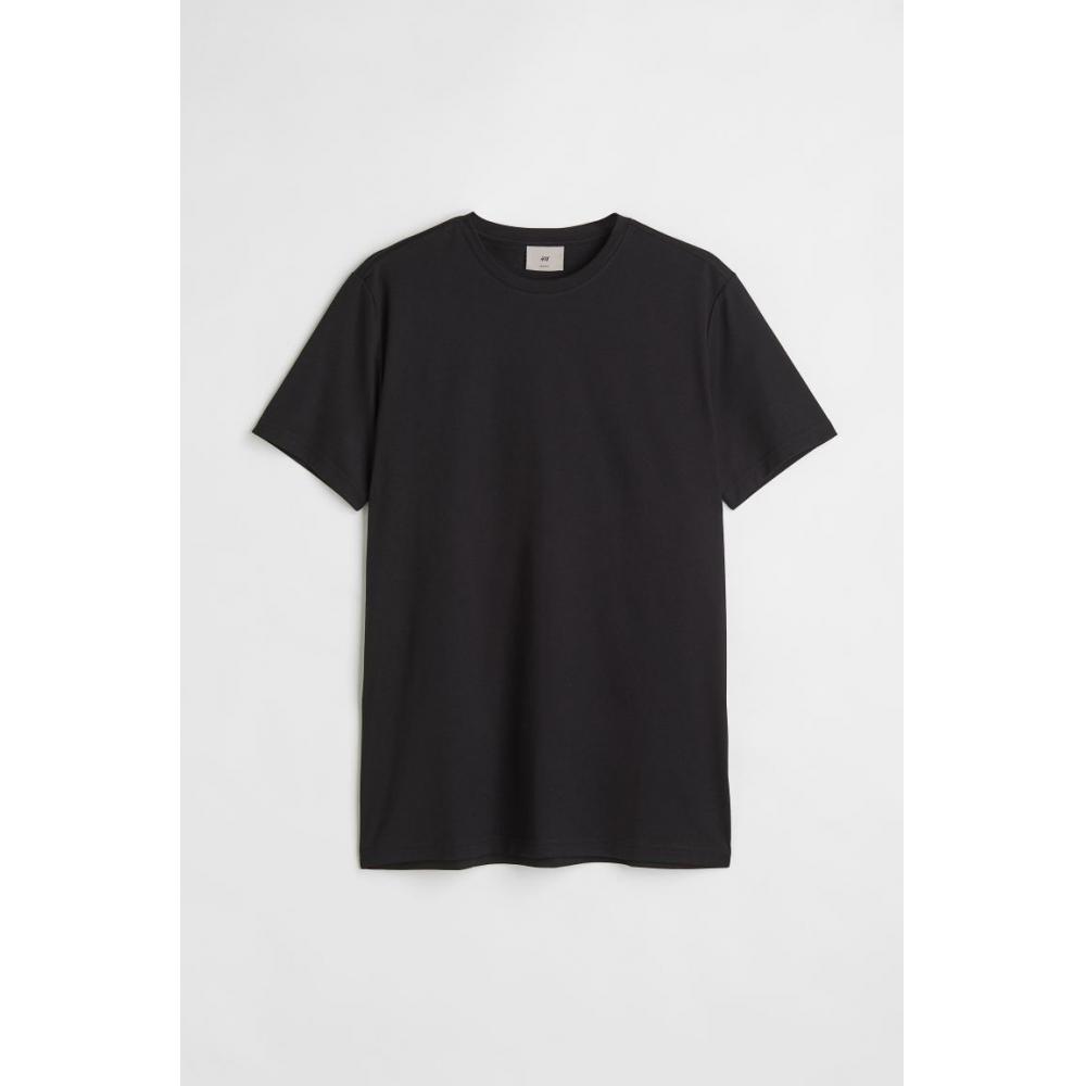 

Футболка H&M Slim Fit из хлопка премиум-класса, цвет черный