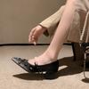 Fashion 2025 New Summer Pointed Pearl Mary Jane French Style Back Air High Heels Single Shoes Baotou Sandals Women's Coarse Heels