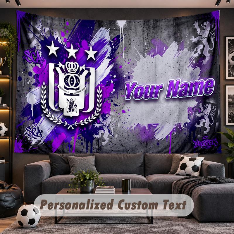 Anderlecht FC logo Personalized Tapestry Support Custom Name, Wall Art Home Decoration