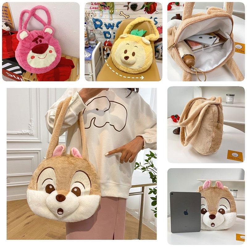 Pineapple Pup And Strawberry Bear Plush Cartoon Shoulder Bag Large Capacity Tote For Everyday Use