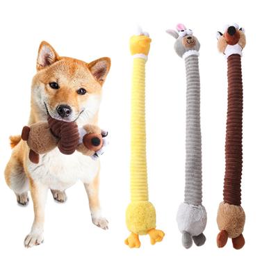 Plush Pet Toy Bite-Resistant Teeth Grinding Cleaning Chew Toy Cartoon Fox Duck Rabbit Plush Toy Funny Stretchable Pet Toy for Small Pets
