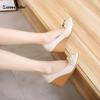 100% Leather Comfortable Women's Shoes High Heels
