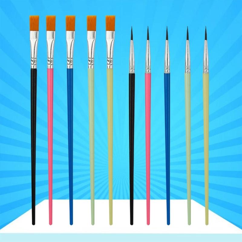 10 Pieces Paint Brushes Profession Paint Brush Round Pointed Tip Nylon Brush Set