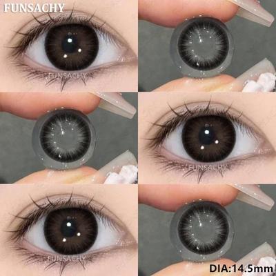 Lentes de Contacto de Color Naturales Nuevas Funsachy para Ojos Y2K Lentes Negras Estilo Coreano Colorcon Lentes Azules Pupila Gris Anuales