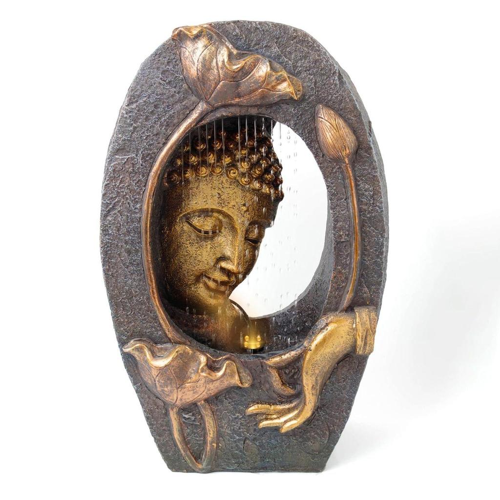 Buddha Idol Water Fountain for Home Decor LED Lights | Waterfall Fountains for Living Room, Garden, Office, Reception,Tabletop |