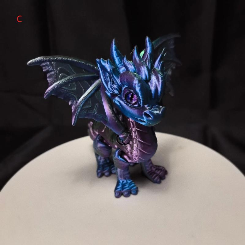 3D Printed Articulated Dragon Wings Tail Western Dragon Retracted Moved Ornament Model Figurine Gift