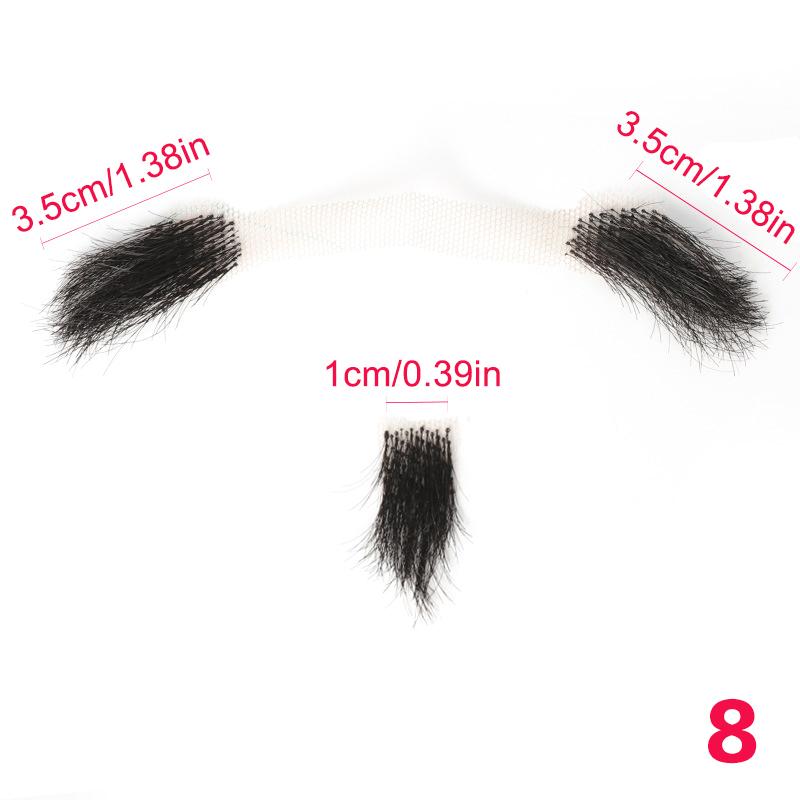 100% Human Hair Beard Lace Mesh Beard Shallow Short Realistic Fake Moustache For Men Makeup Facial Hair Hand Made By Invisible