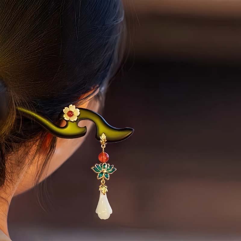 Vintage Black Wooden Flower Tassel Hair Stick for Women  New Chinese Style Hairpins Hair Chopsticks Hair Accessories Gift