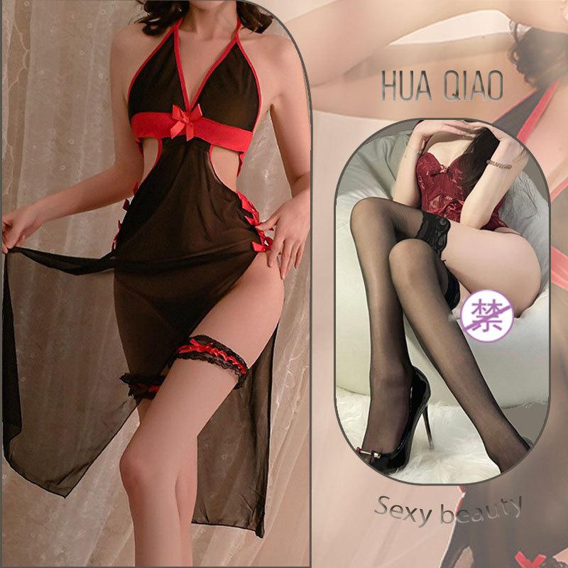 Sexy Lingerie Mature Royal Sister Suit Perspective Temptation High Split Female Cheongsam Flirting Lingerie Transparent