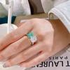 Chic Green & White Zircon Adjustable Ring for Women, Light Luxury Style - Fashion-Forward & Versatile Statement Piece