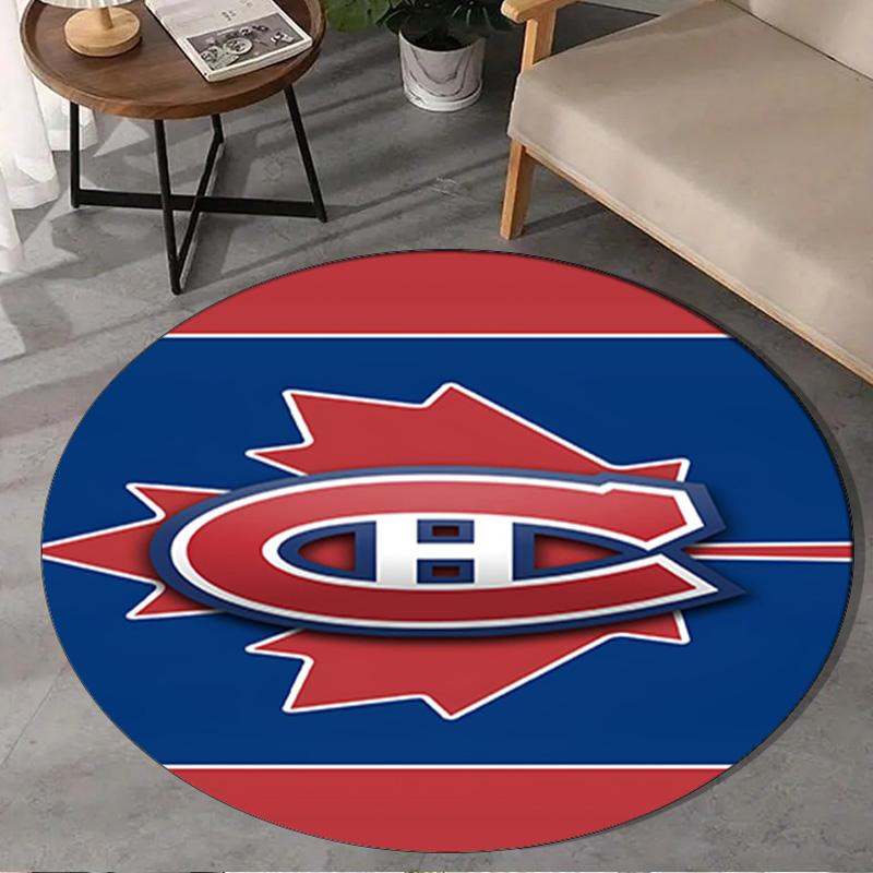 1PC Montreal Ice Storm Round Rug, Non-slip Chair Mat, Home Decor, Circle Carpet Perfect for Office, Bedroom, Living Room,Christmas gift