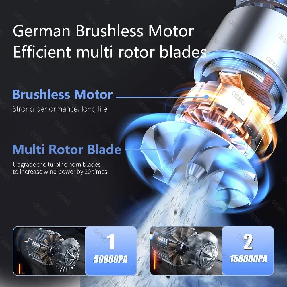 CENRR 135000PA Powerful Car Vacuum Cleaner High Pressure Mini Cordless Portable Handheld Low Noise Cleaning Machine Car Cleaner