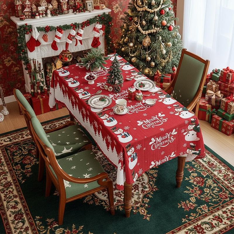 New American Table Cloth Christmas Themed Dining Table Cloth Holiday Beautification Decoration Dust-proof and Wear-resistant