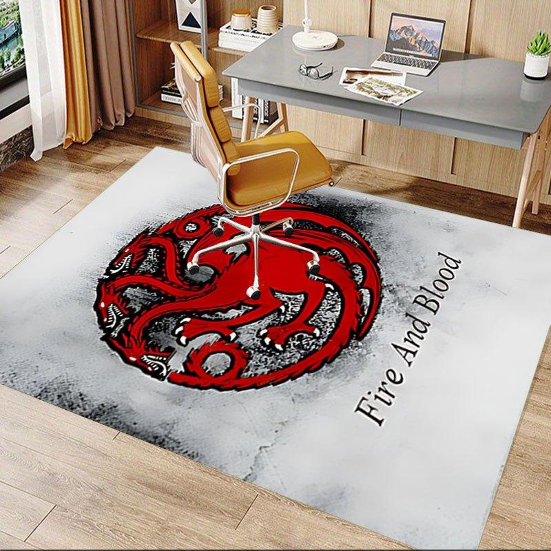 1pc Fire and Blood Office Carpet Chair Mats, Home Decor Mat | Fantasy Theme Mat | Durable Mat, Dragon DecorB09