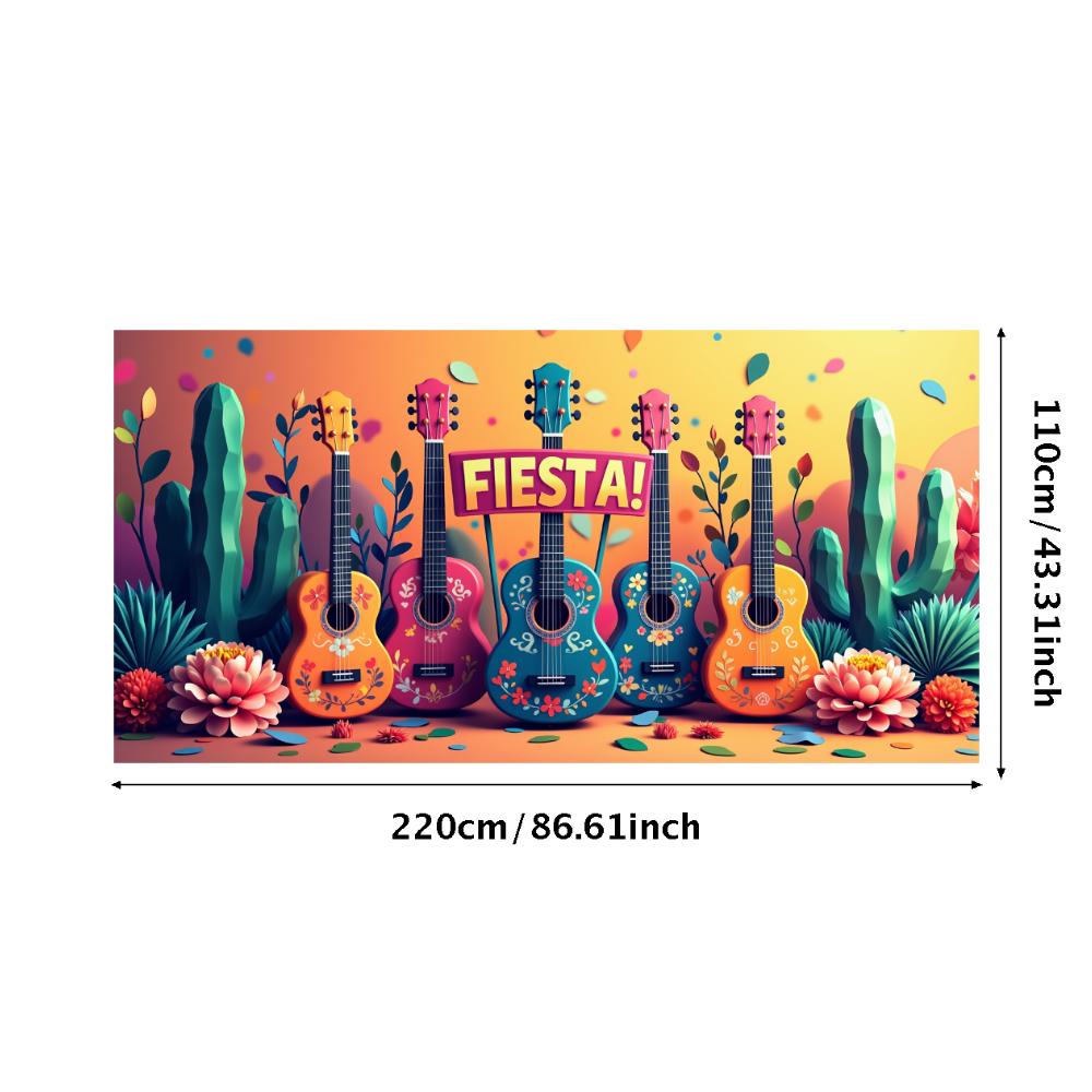 Fiesta Party Banner Vibrant Mexican Cactus Floral Festive Event Backdrop Celebration Decorations Photography Background Props
