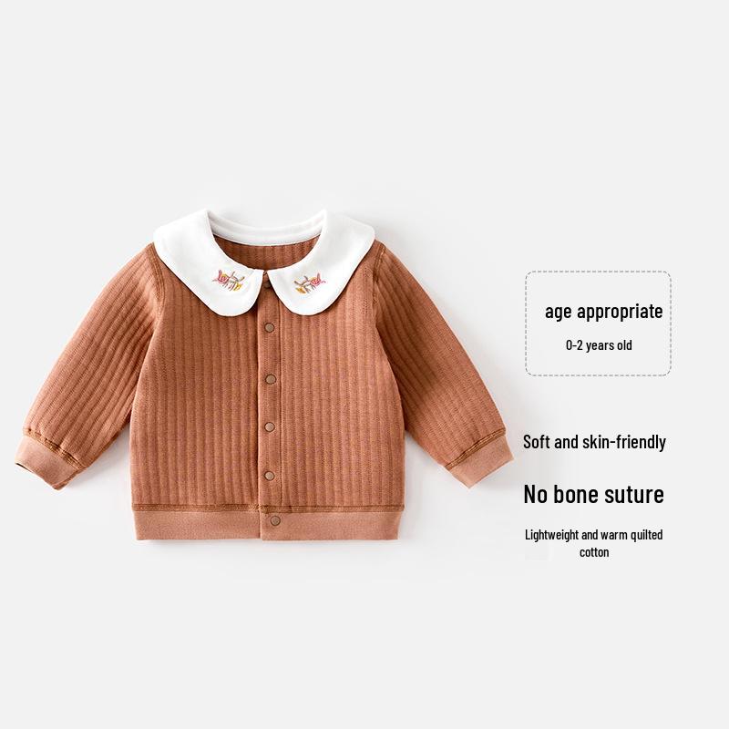 Gesteppter Herbst-/Winter-Cardigan für kleine Mädchen - Niedlicher, warmer, kurzer Mantel für Ausflüge