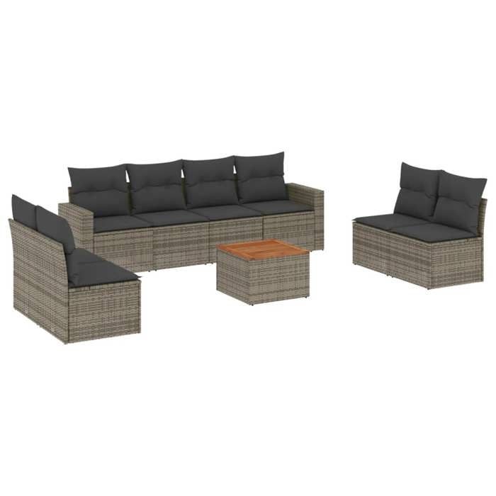 VidaXL Garden Lounge Set with Cushions 9 Pcs, Patio Sofas, Patio Furniture Set, Outdoor Furniture, Grey 3256417