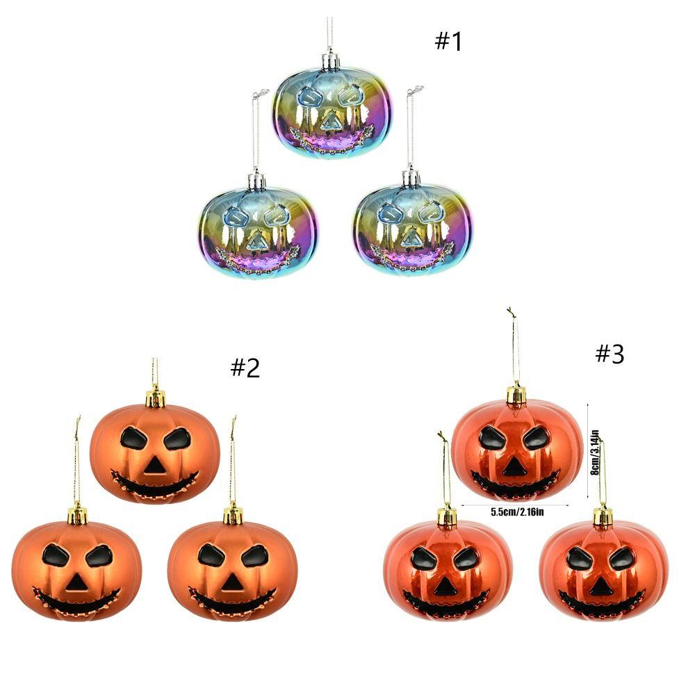 3pcs Spooky Halloween Pumpkin Hangings Ball Plastic Halloween Tree Decorations  Home Decoration