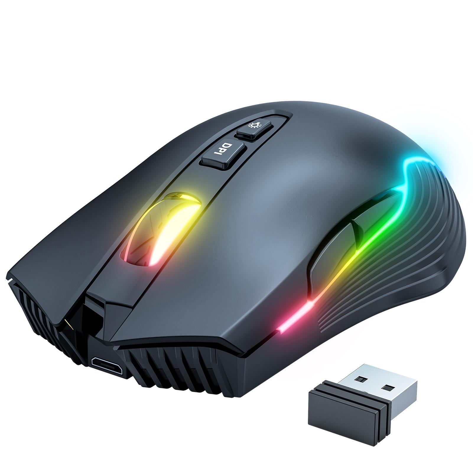 

ONIKUMA Wireless 2.4G USB Game Mouse RGB Golwing 3000 DPI Ігрові миші Миша з акумулятором великої ємності для ігрового офісу Комфортне відчуття рукою чорний