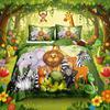 Funny Cartoon Animal Duvet Cover Safari Animal Comforter Cover Zoo Theme Jungle Bedding Set Giraffe Snake Hippo Bedspreads Cover